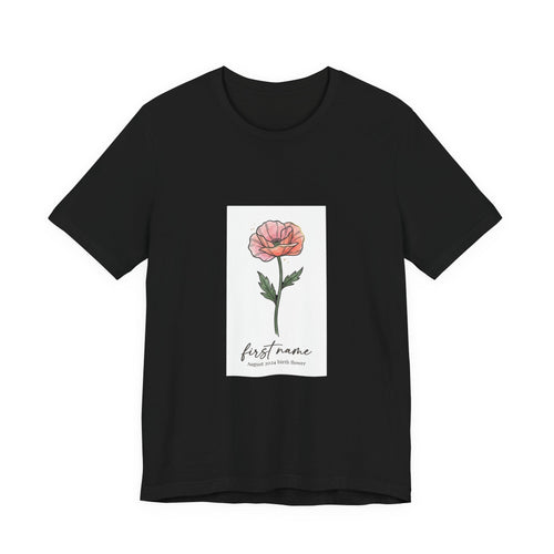 Birth Month Flower Tee | Personalized Botanical Watercolor, Custom Name