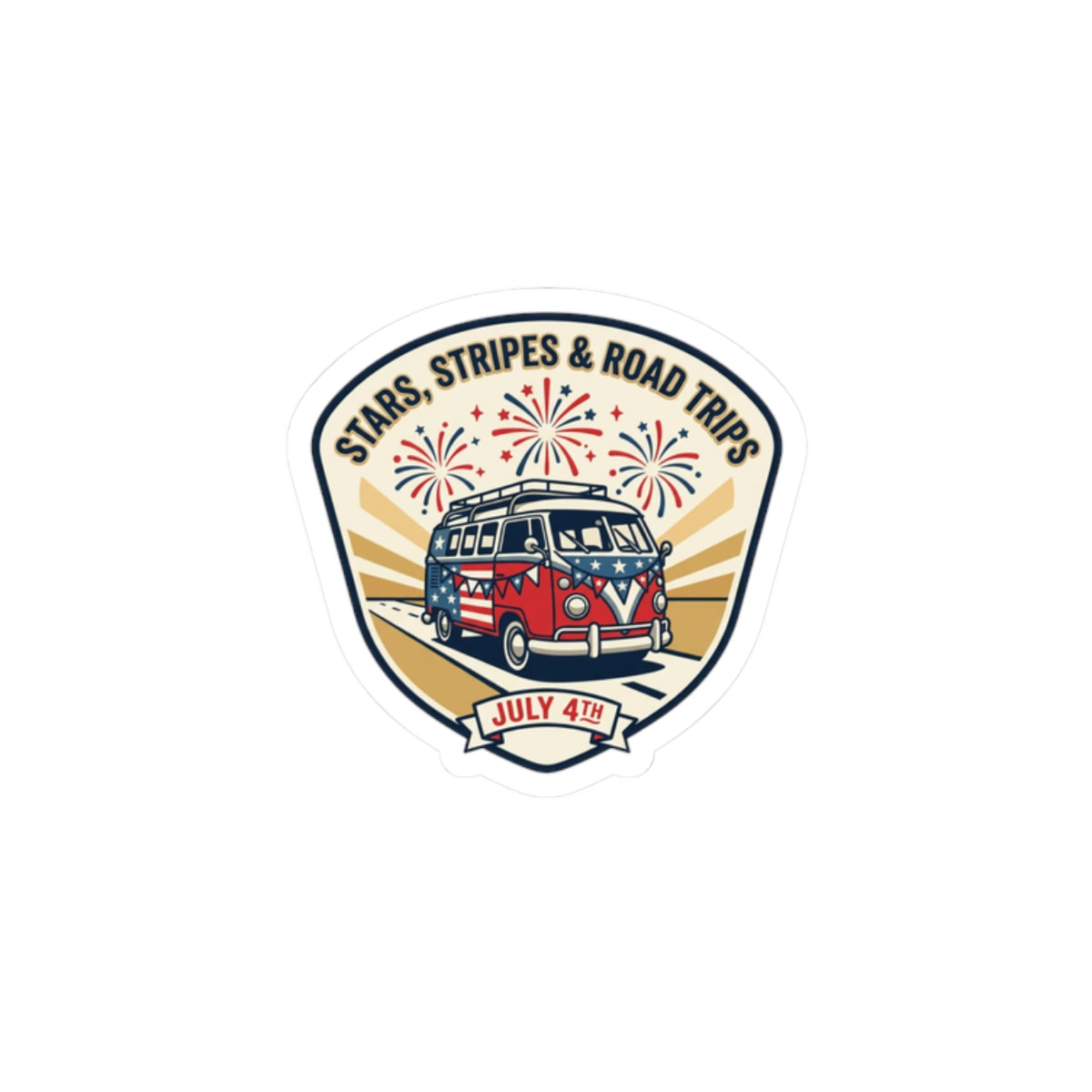 Stars & Stripes Road Trip Sticker | 4th of July, Vintage Americana