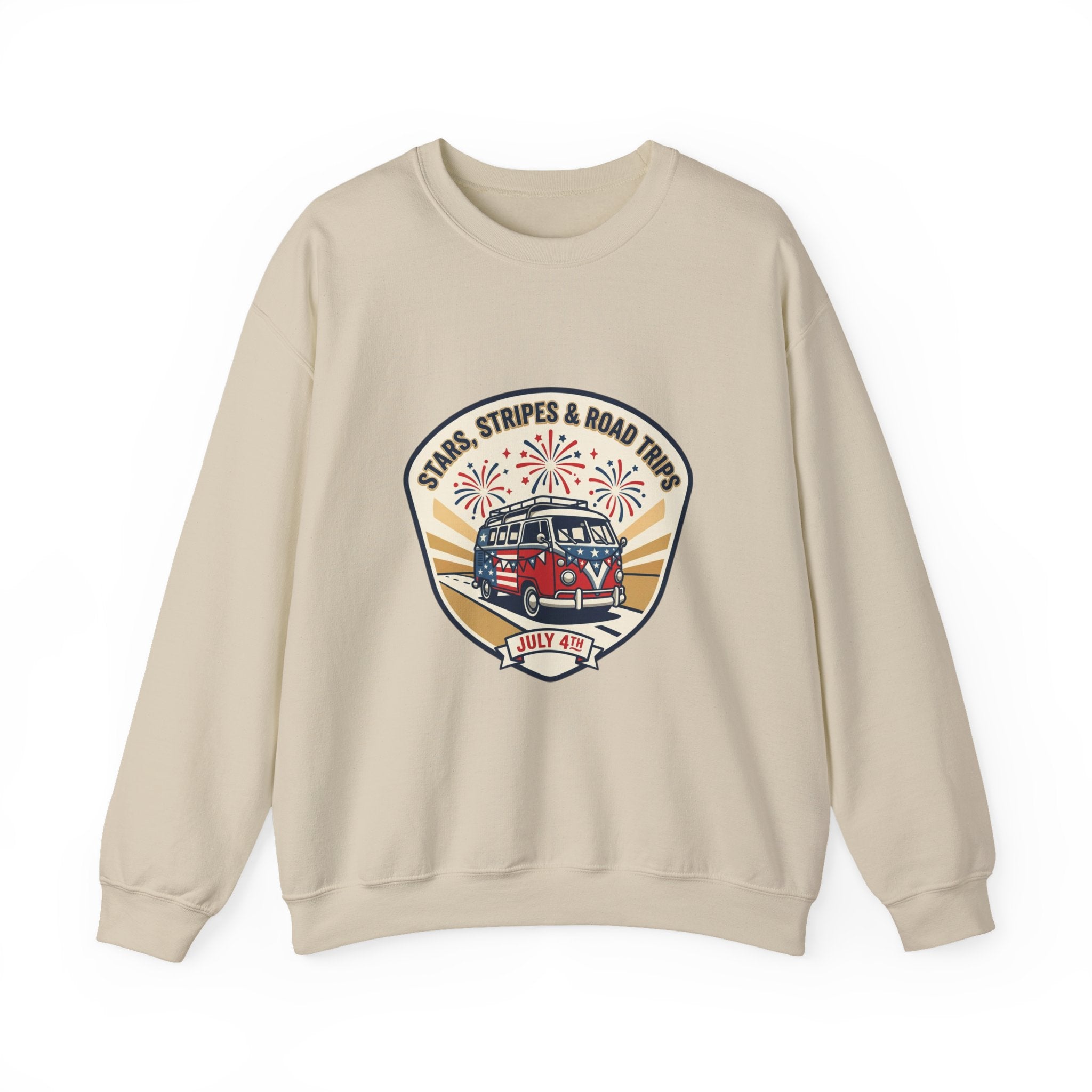 Retro VW Camper Fourth of July Sweatshirt | vintage USA, red white blue
