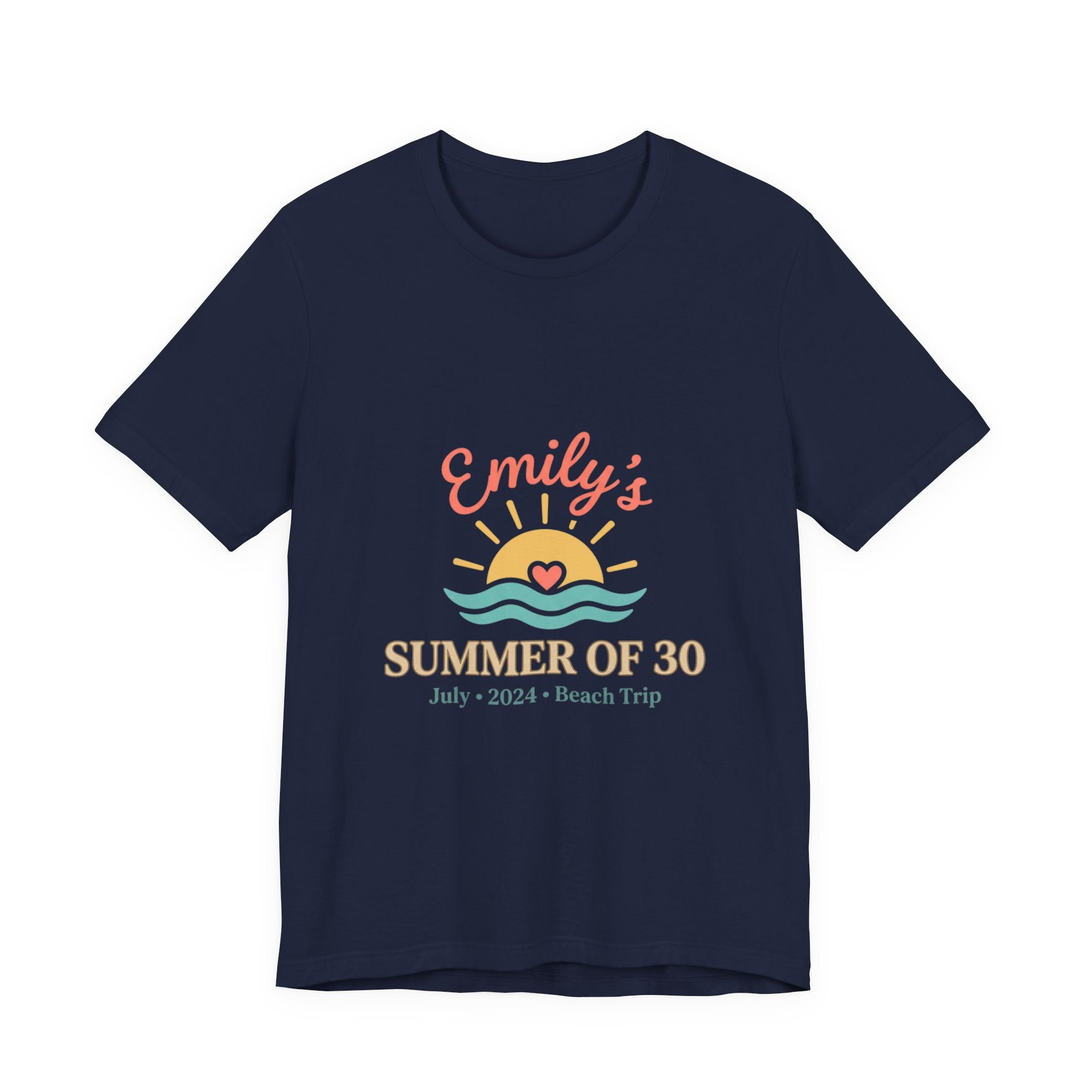 Emily’s Summer of 30 Tee | custom age, birthday trip, pastel keepsake