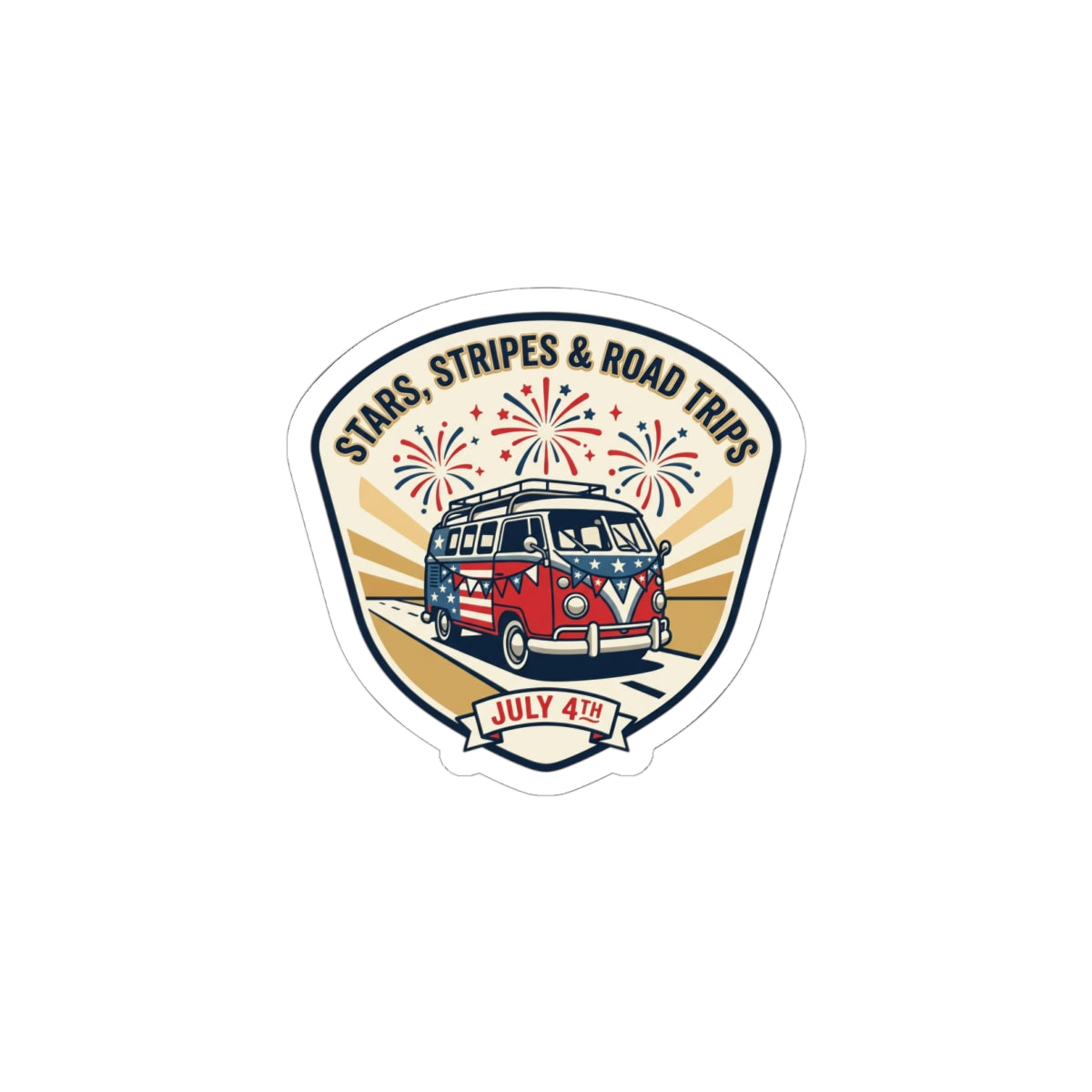 Stars & Stripes Road Trip Sticker | 4th of July, Vintage Americana