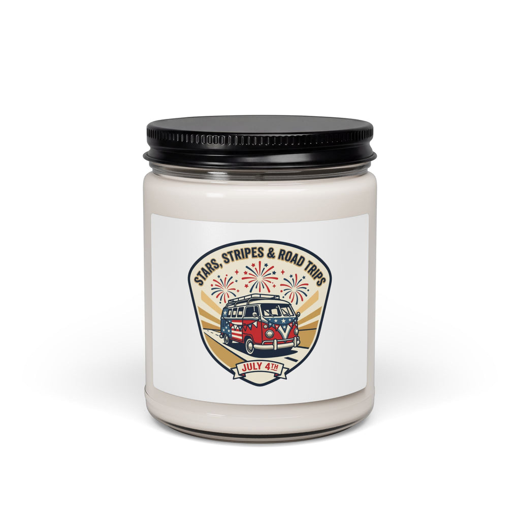 Stars, Stripes & Road Trips Soy Candle | 4th of July Americana, vintage red white blue