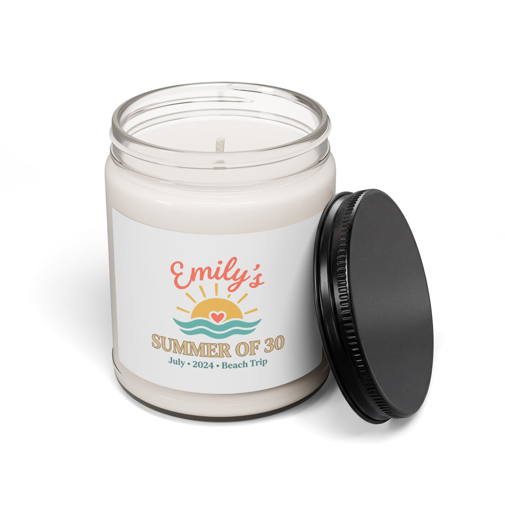 Personalized Summer of 30 Candle, Custom Age Beach Trip, Pastel Keepsake