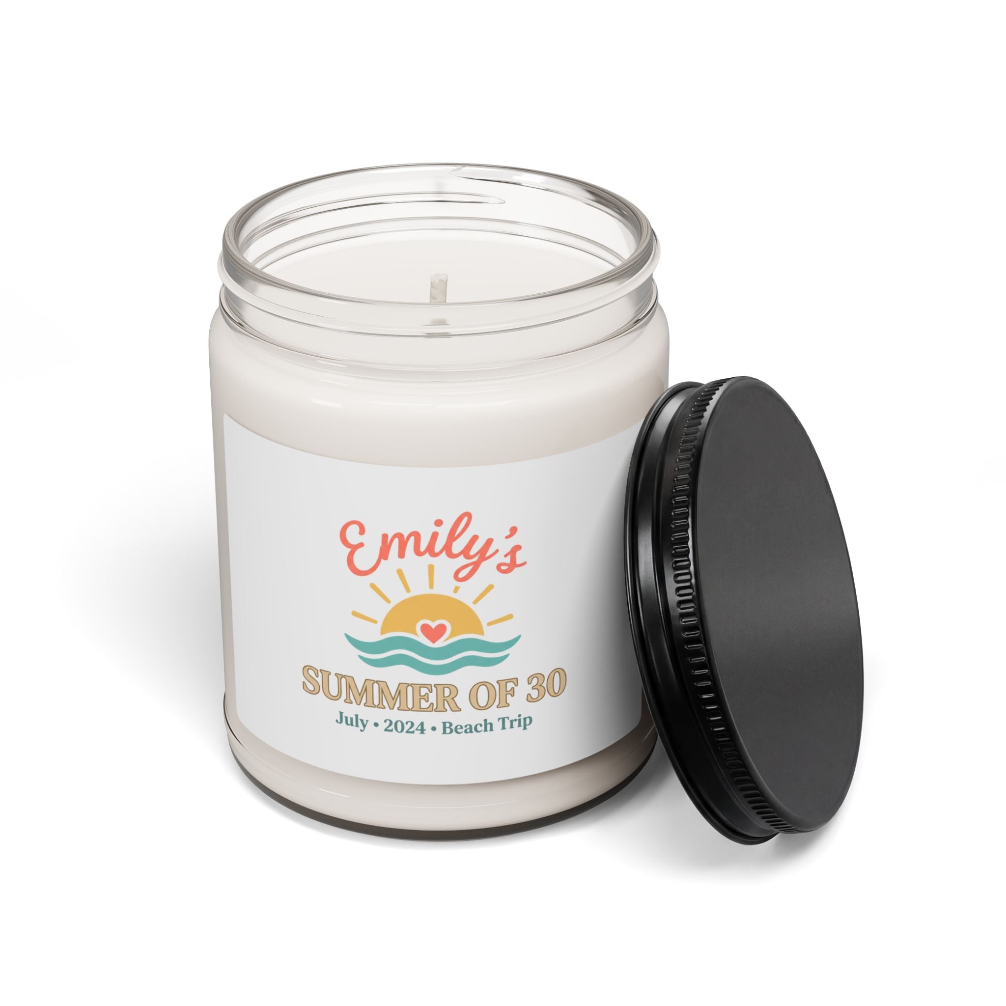 Personalized Summer of 30 Candle, Custom Age Beach Trip, Pastel Keepsake
