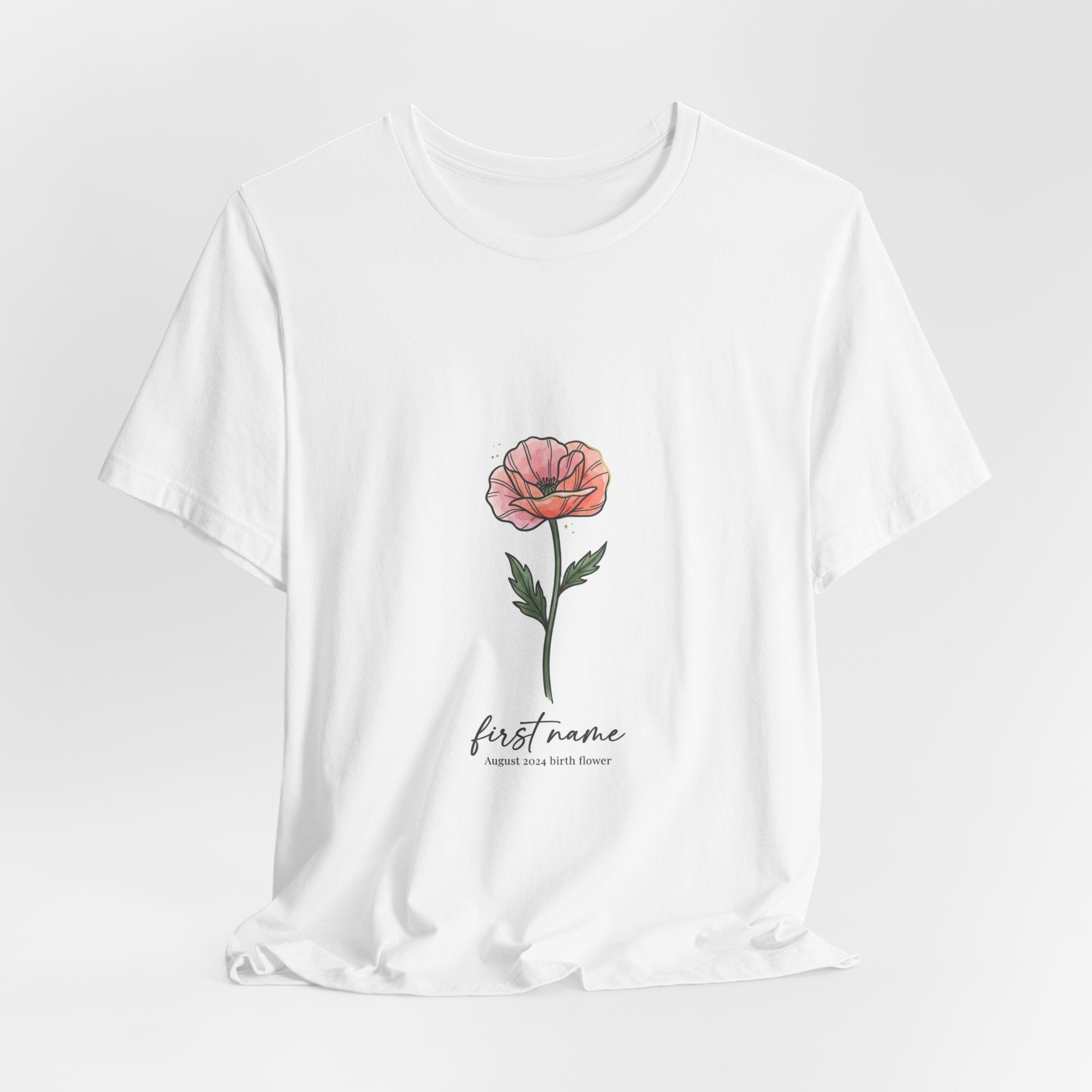 Birth Month Flower Tee | Personalized Botanical Watercolor, Custom Name