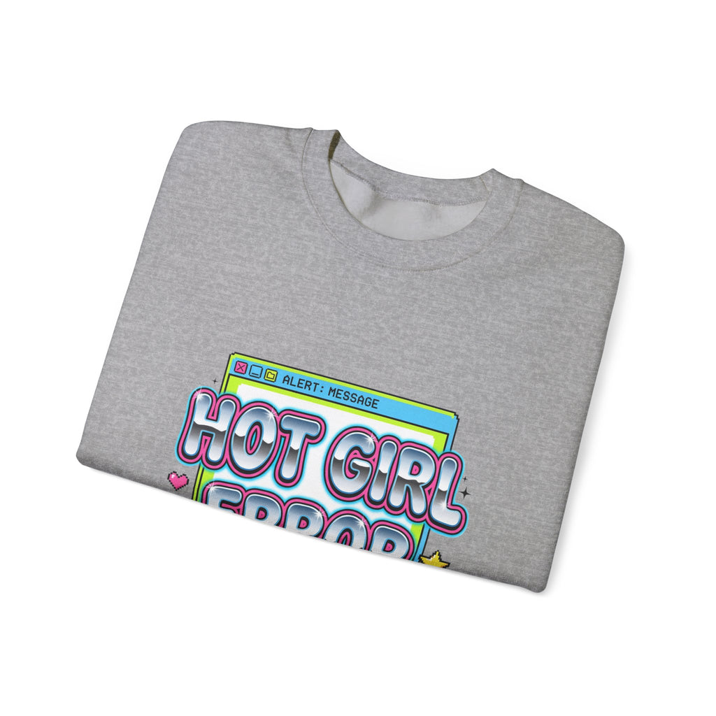 Hot Girl Error 404 Sweatshirt | Y2K slogan, cyber glitter, hot pink accents