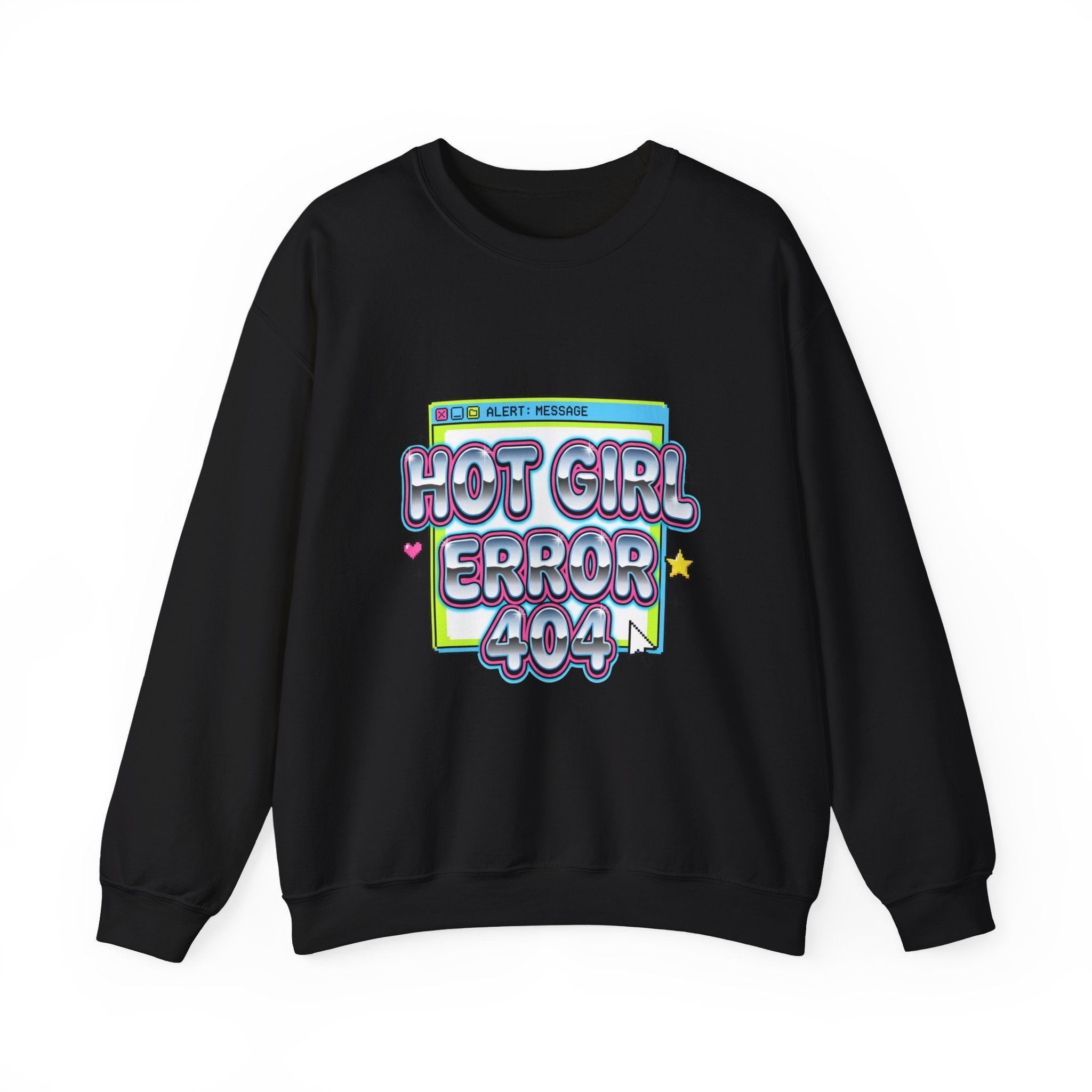 Hot Girl Error 404 Sweatshirt | Y2K slogan, cyber glitter, hot pink accents
