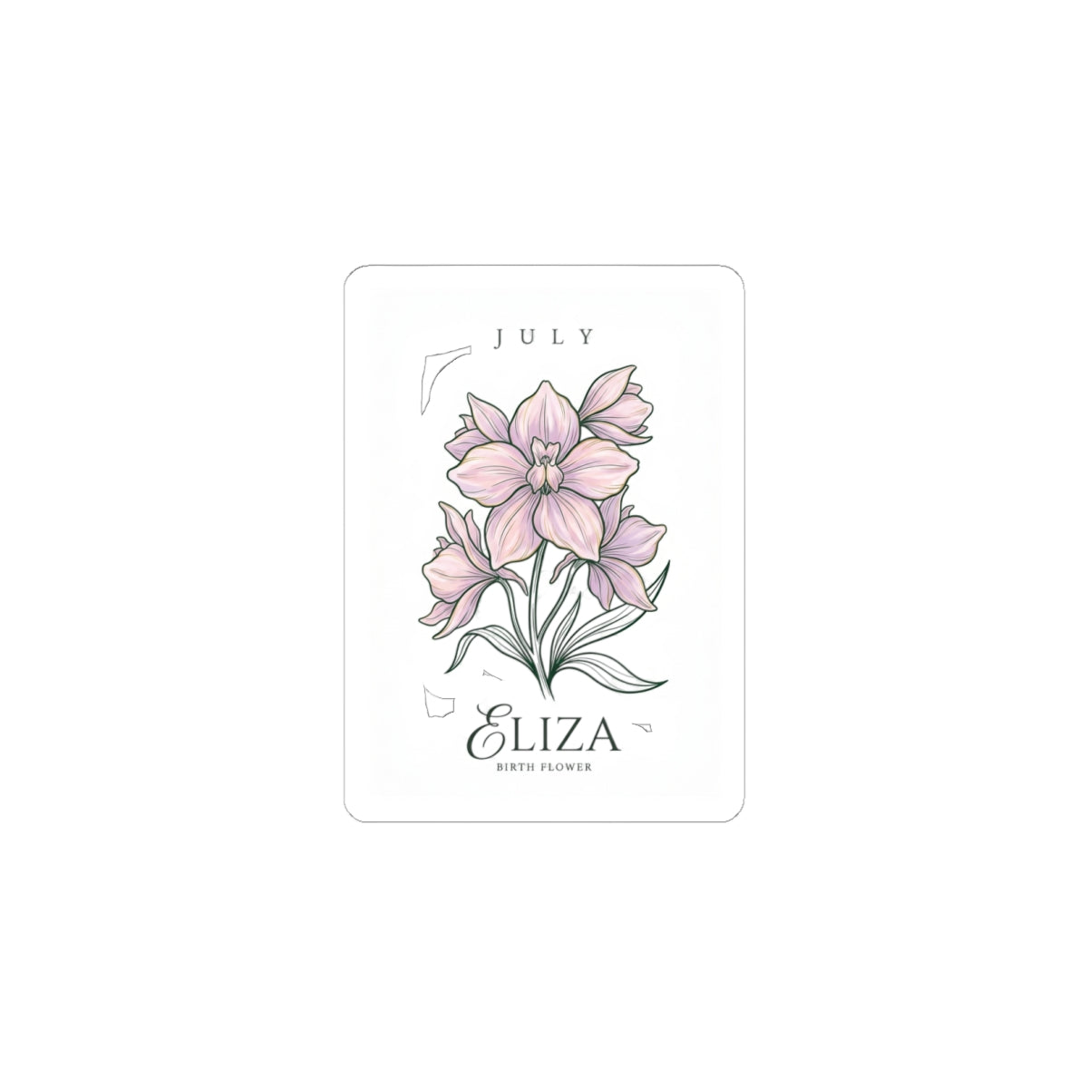 July Birth Month Flower Sticker | Botanical Watercolor, Personalized Name