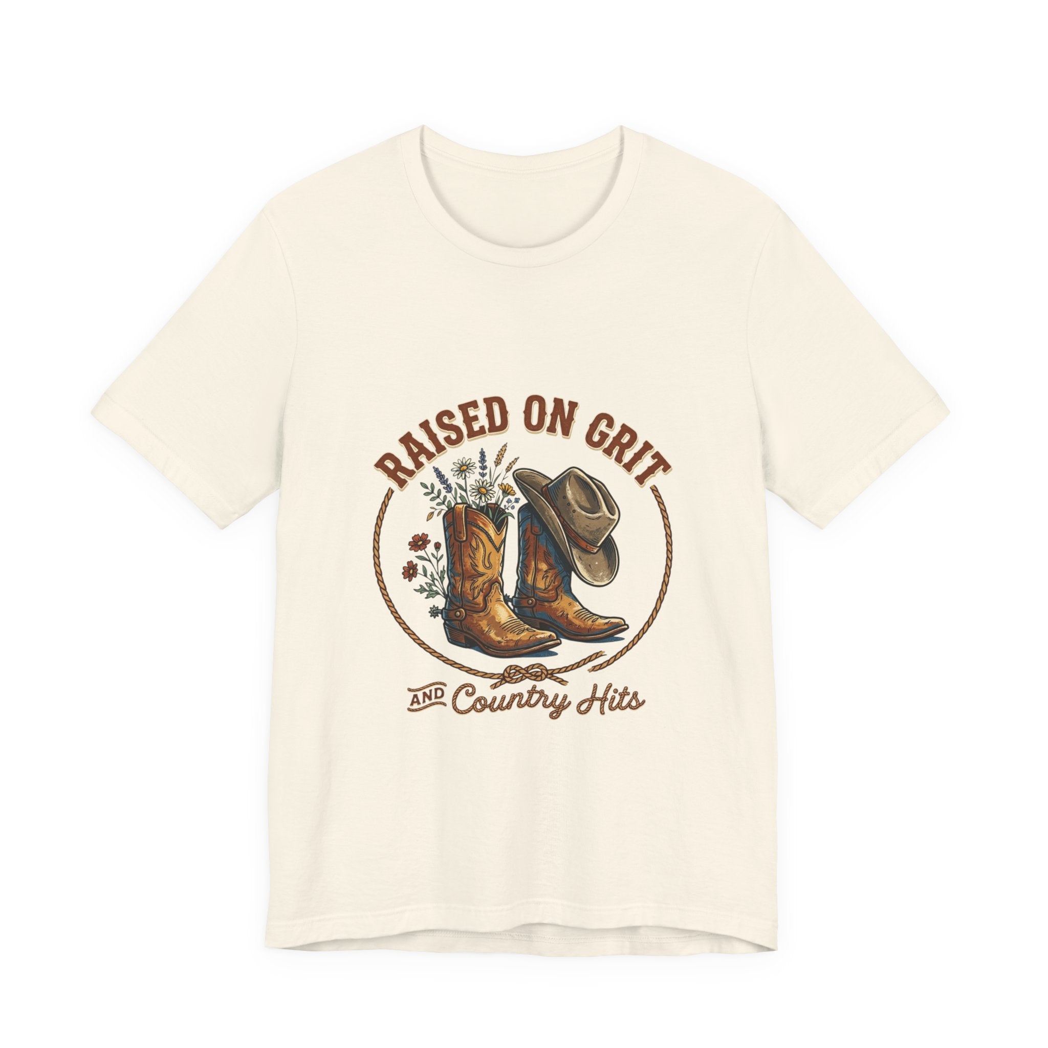 Raised on Grit Cowboy Boots & Hat Tee | western ranch cowgirl rustic prairie