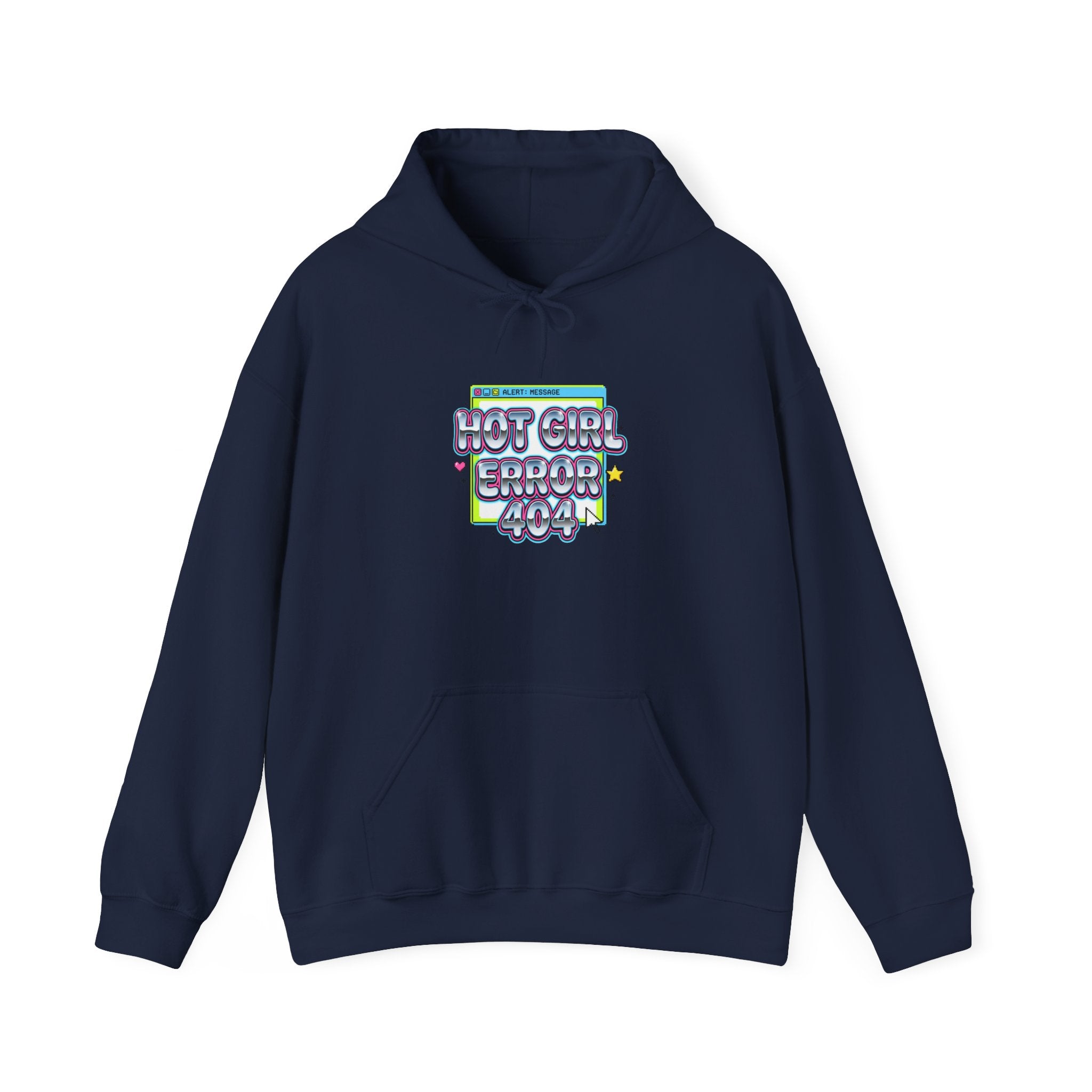 Hot Girl Error 404 Hoodie | Y2K slogan, cyber bubble font, hot pink accents