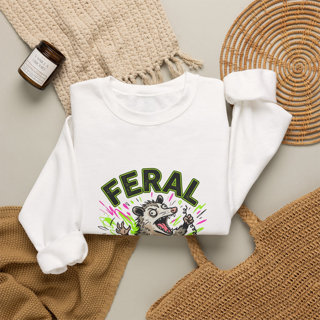 Feral But Free possum illustration Sweatshirt | feral, chaotic humor