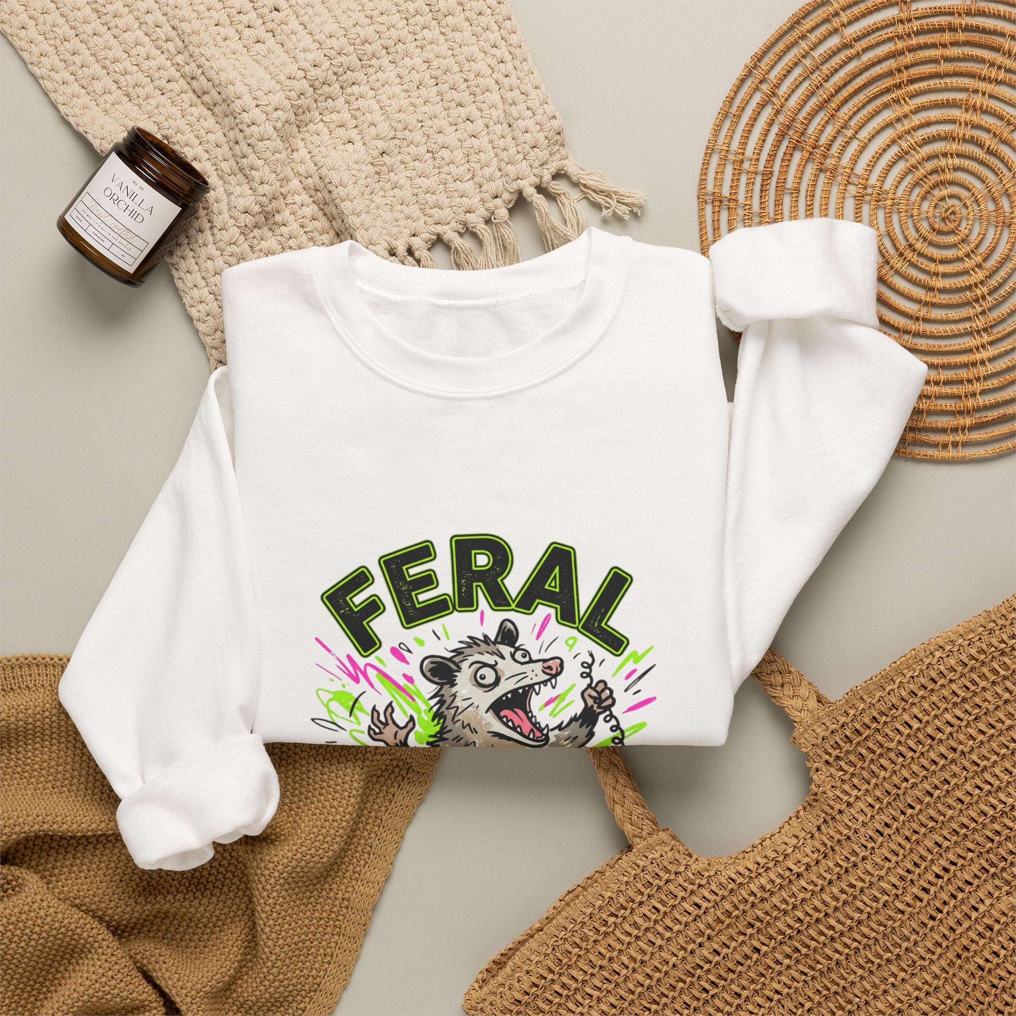 Feral But Free possum illustration Sweatshirt | feral, chaotic humor