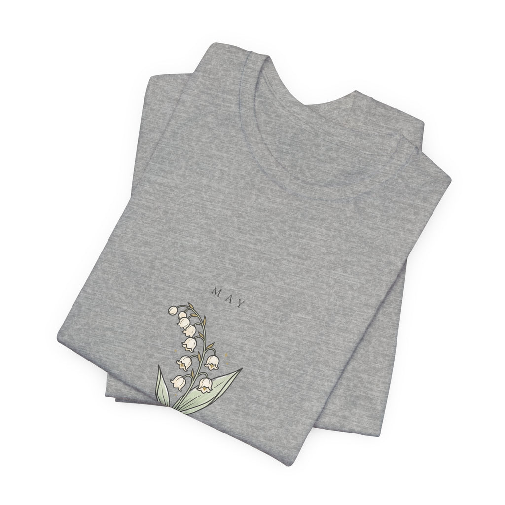 Lily of the Valley Birth Month Flower Tee | Botanical Line Art, Personalized