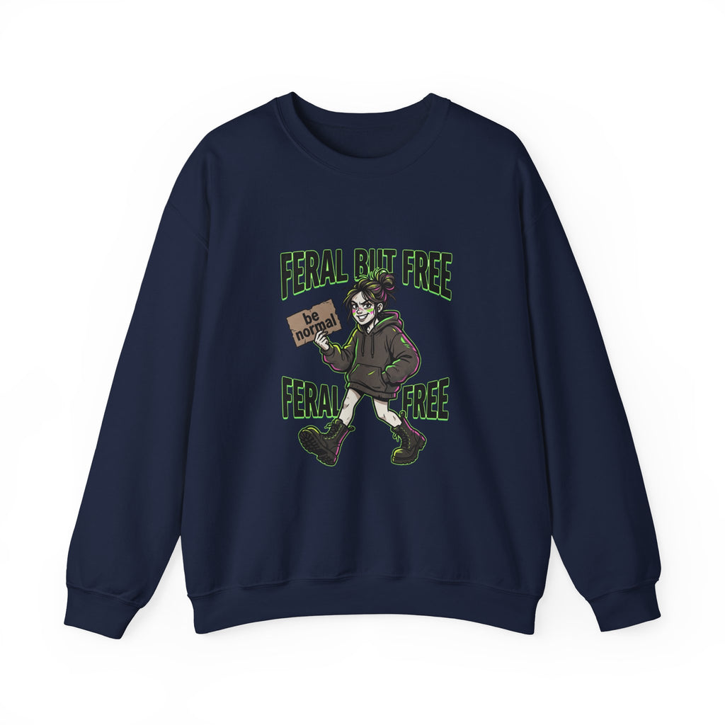 Feral But Free sweatshirt | chaotic grunge, quirky humor, millennial burnout